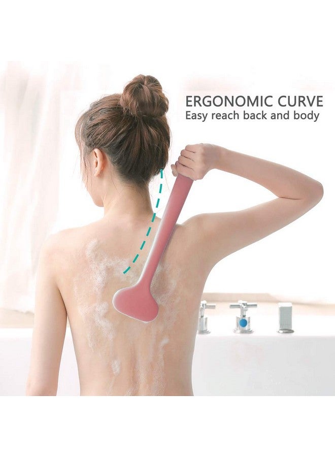 UNIQUE CART® Bath Body Brush with Comfy Bristles Long Handle Gentle Exfoliation Improve Skin's Health and Beauty Wet or Dry Brushing Back Scrubber for Shower (Coral) - Image 5