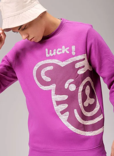 The Indian Garage Co Men Regular Fit Placement Print Crew Neck Overhead Sweatshirt