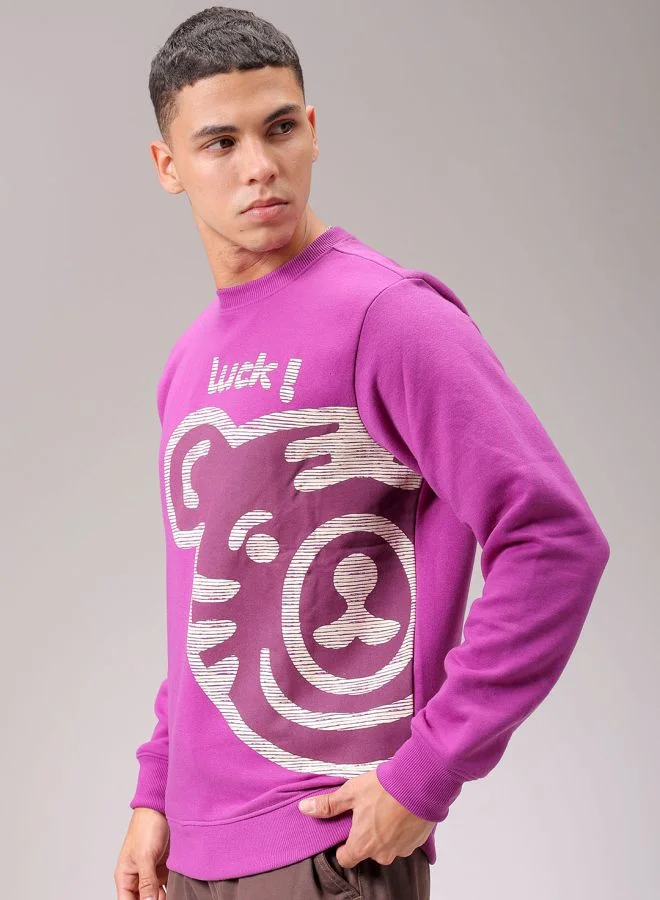 The Indian Garage Co Men Regular Fit Placement Print Crew Neck Overhead Sweatshirt