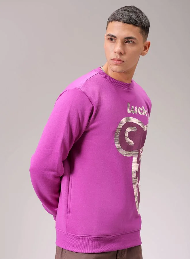 The Indian Garage Co Men Regular Fit Placement Print Crew Neck Overhead Sweatshirt