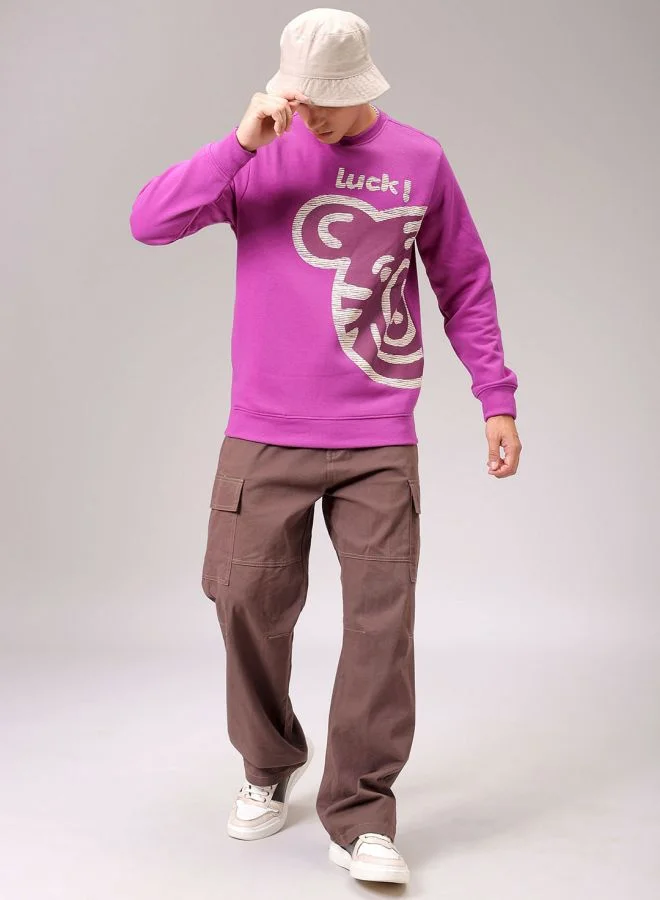 The Indian Garage Co Men Regular Fit Placement Print Crew Neck Overhead Sweatshirt