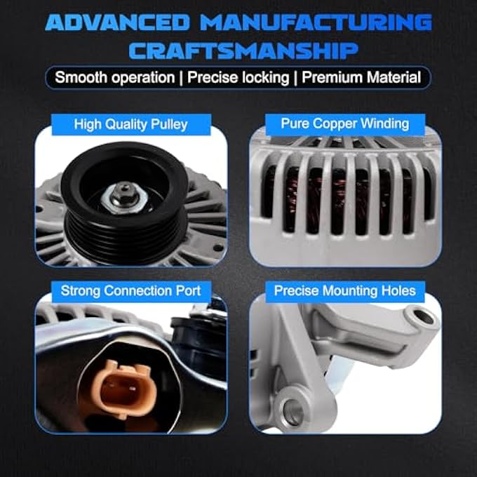 YOMALL Alternator 13873 136Amp 6-Groove Pulley for 2001-2006 Dakota 4.7L & 3.7L, for 2001-2003 Grand Cherokee 4.7L, for 2003-2006 Liberty 3.7L, for 2006 Raider 3.7L & 4.7L Alternator 13873N 56028692AA - Image 4