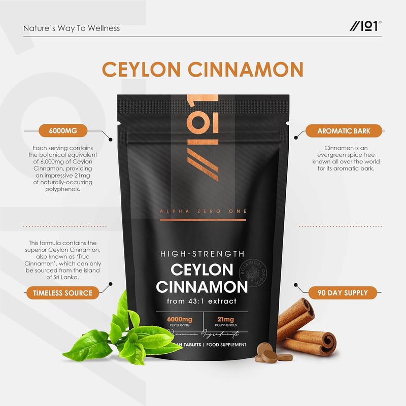 ALPHA01 Cinnamon Extract 6000mg - Standardised 15% Polyphenols from 43:1 Cinnamon Extract - 180 Vegan Tablets (6 Months Supply) â€“ Resealable and Recyclable Pouch by Alpha01 - Image 2