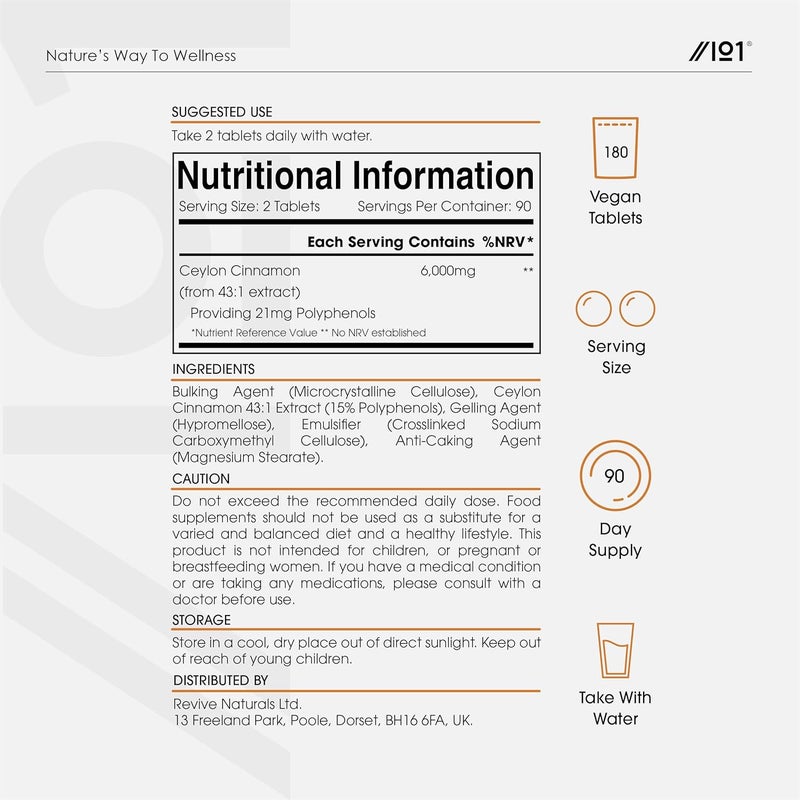 ALPHA01 Cinnamon Extract 6000mg - Standardised 15% Polyphenols from 43:1 Cinnamon Extract - 180 Vegan Tablets (6 Months Supply) â€“ Resealable and Recyclable Pouch by Alpha01 - Image 3