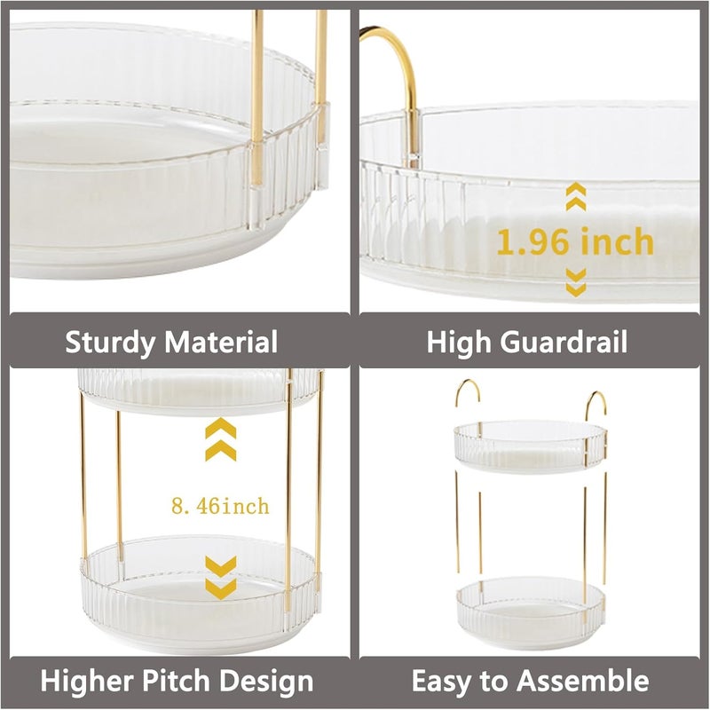 Asayuee 360 Rotating Makeup Organizer,2 Tier Large Capacity Make Up Organizers and Storage,Skincare Perfume Vanity Organizers,Bathroom Cosmetics Storage Organizer Countertop(Clear-2 Tier) - Image 4