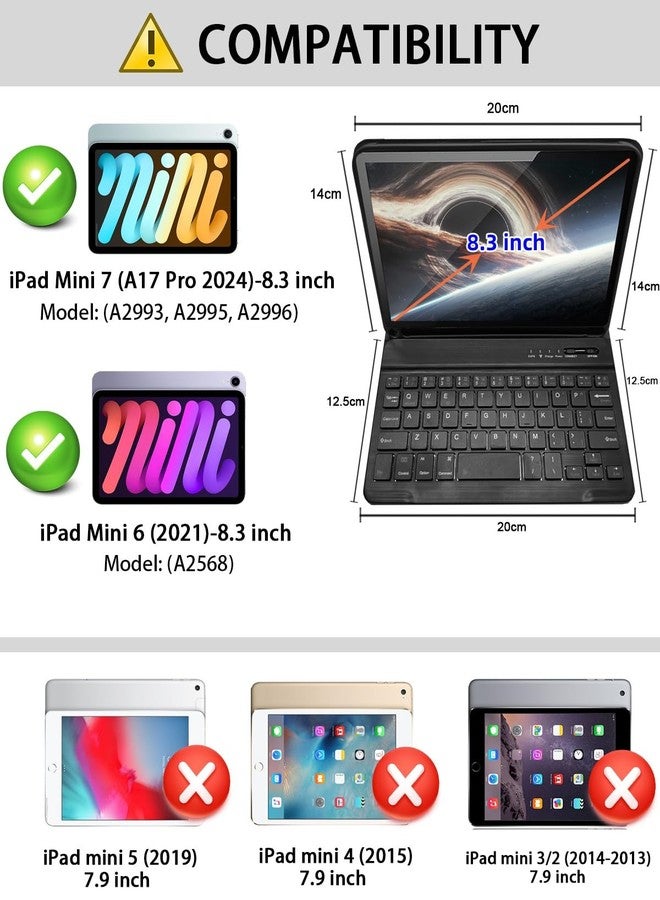 TUNKARMOR Keyboard Case for iPad mini 7 (A17 Pro 2024) & Mini 6 (2021) 8.3inch - with Mouse and Magnetically Keyboard, Case with Pencil Holder for iPad mini 7th / 6th Generation, Auto Sleep/Wake - Image 2