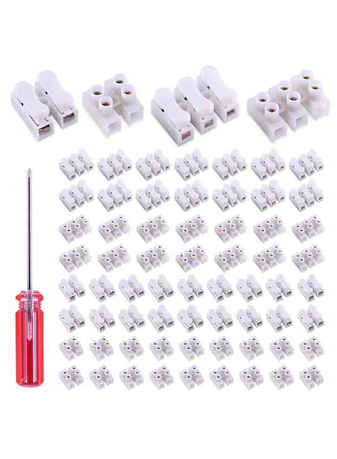 Rustark 100Pcs 2P CH2 + 3P CH3 Quick Connector Spring Wire Connector Screw Terminal Barrier Block for LED Strip Light Wire Connecting - 4 Styles - Image 1