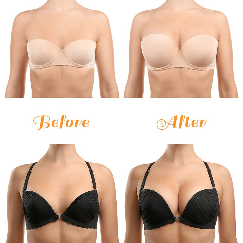 Satinior 4 Pairs Silicone Bra Inserts Breathable Breast Enhancers Waterproof Push Up Bra Pads Non Slip Bra Cups Reusable Bra Padding for Sports Bra Swimsuits Bikini Swimsuits Dress Women Girls - Image 3