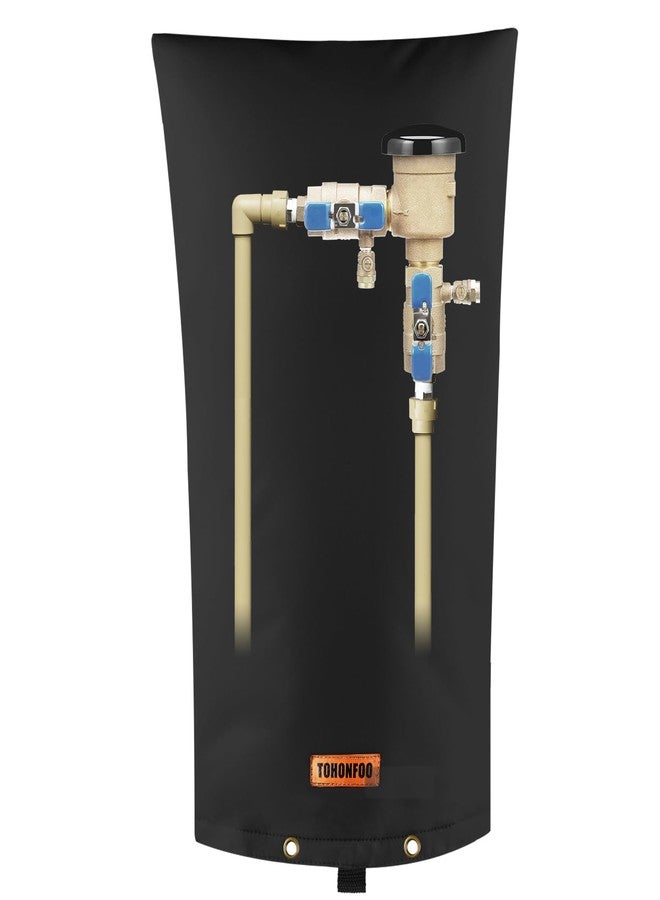 TOHONFOO Backflow Preventer Pipe Insulation Cover (5°F) - Irrigation Sprinkler Valve Insulated Pouch - Water Well Pump Cover - Sturdy 5 Layers for Winter Freeze Protection, 14" W x 26" H, Black - Image 1