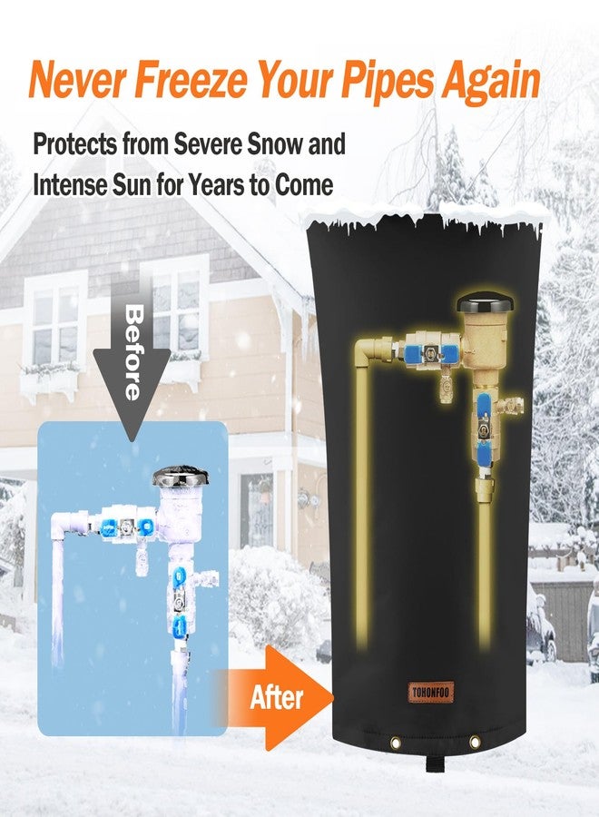 TOHONFOO Backflow Preventer Pipe Insulation Cover (5°F) - Irrigation Sprinkler Valve Insulated Pouch - Water Well Pump Cover - Sturdy 5 Layers for Winter Freeze Protection, 14" W x 26" H, Black - Image 3
