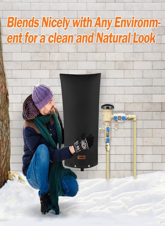 TOHONFOO Backflow Preventer Pipe Insulation Cover (5°F) - Irrigation Sprinkler Valve Insulated Pouch - Water Well Pump Cover - Sturdy 5 Layers for Winter Freeze Protection, 14" W x 26" H, Black - Image 4
