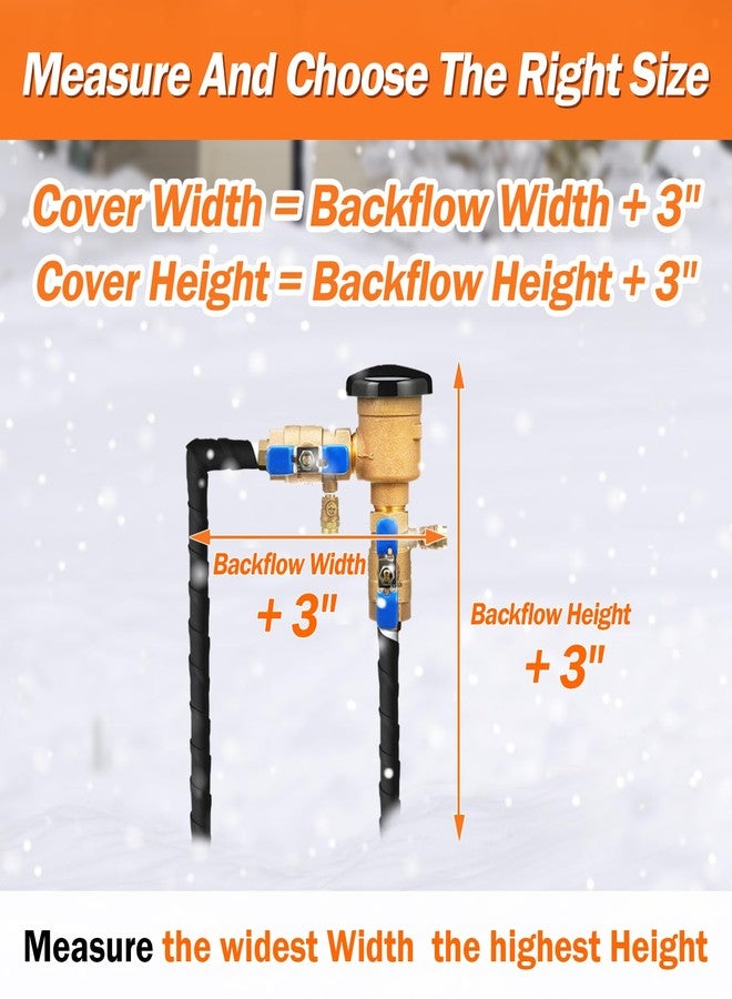 TOHONFOO Backflow Preventer Pipe Insulation Cover (5°F) - Irrigation Sprinkler Valve Insulated Pouch - Water Well Pump Cover - Sturdy 5 Layers for Winter Freeze Protection, 14" W x 26" H, Black - Image 2