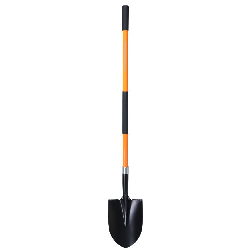 VNIMTI Heavy Duty Gardening Shovel, 56 Inch Round Blade with Fiberglass Handle (Orange) - Image 1