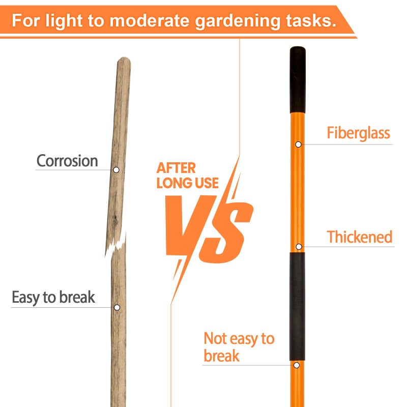 VNIMTI Heavy Duty Gardening Shovel, 56 Inch Round Blade with Fiberglass Handle (Orange) - Image 3