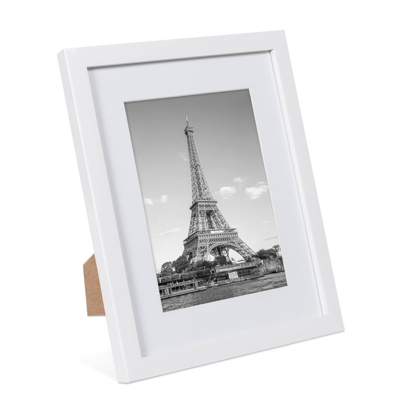 upsimples upsimples 8.5x11 Picture Frame Set of 10  Display Pictures 6x8 with Mat or 8.5x11 without Mat  Multi Photo Frames Collage for Wall or Tabletop Display  Real Glass  White - Image 3