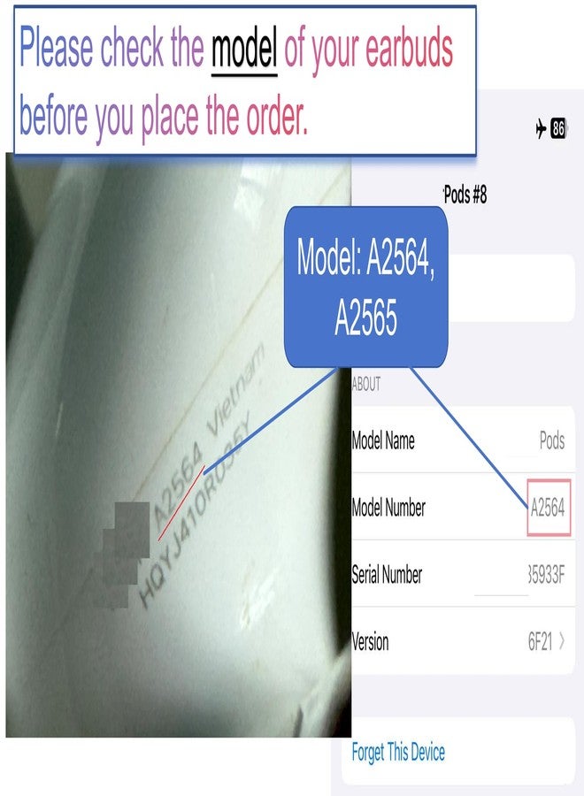 Meenova مينوفا A2564 سماعة أذن يسار فقط، بديل سماعة أذن يسار OEM لجهاز AirPod (الجيل الثالث)، متوافق مع علبة شحن AirPods الأصلية 3 A2897 A2566 وسادة الأذن (يسار A2564) - Image 4