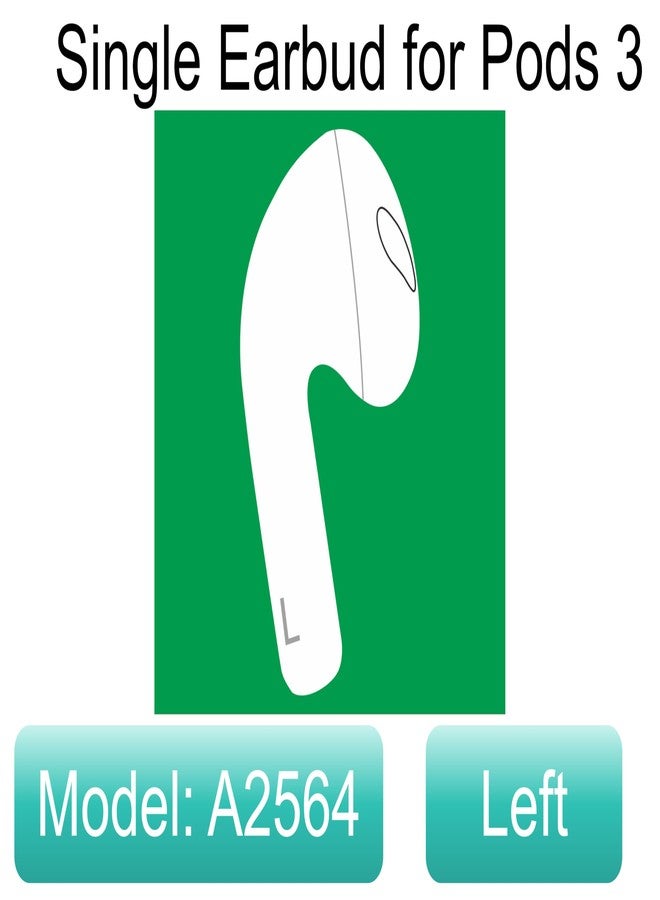 Meenova مينوفا A2564 سماعة أذن يسار فقط، بديل سماعة أذن يسار OEM لجهاز AirPod (الجيل الثالث)، متوافق مع علبة شحن AirPods الأصلية 3 A2897 A2566 وسادة الأذن (يسار A2564) - Image 3