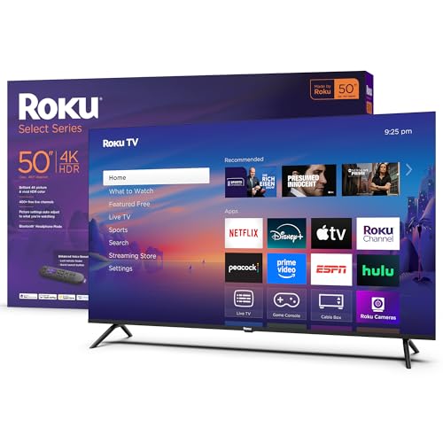 Roku Smart TV 2025 – 50-Inch Select Series, 4K HDR TV – RokuTV with Enhanced Voice Remote – Flat Screen LED Television with Wi-Fi for Streaming Live Local News, Sports, Family Entertainment - Image 1