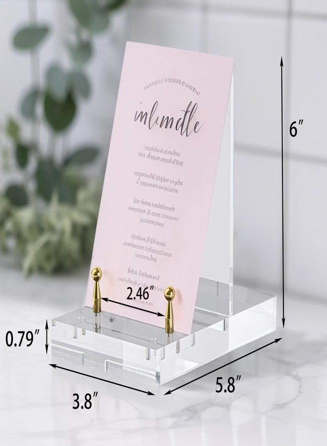 CRMPro Acrylic Easel Display Stand, Clear Table Easel Picture Frame Holder with Adjustable Tilt, Perfect for Phones, Art, Weddings, Office & Home Décor, Gold-1P - Image 5