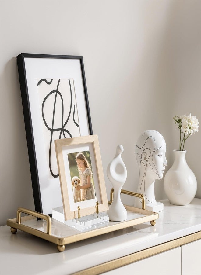 CRMPro Acrylic Easel Display Stand, Clear Table Easel Picture Frame Holder with Adjustable Tilt, Perfect for Phones, Art, Weddings, Office & Home Décor, Gold-1P - Image 4