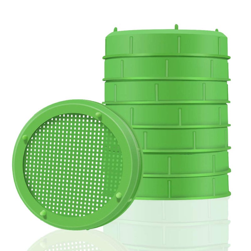 Picowe Plastic Sprouting Lids, Sprouting Jar Strainer Lid, for 86mm Wide Mouth Mason Jars, Canning Jars, Suit for Grow Bean Sprouts, Alfalfa, Salad Sprouts(8 Pack,Green) - Image 1
