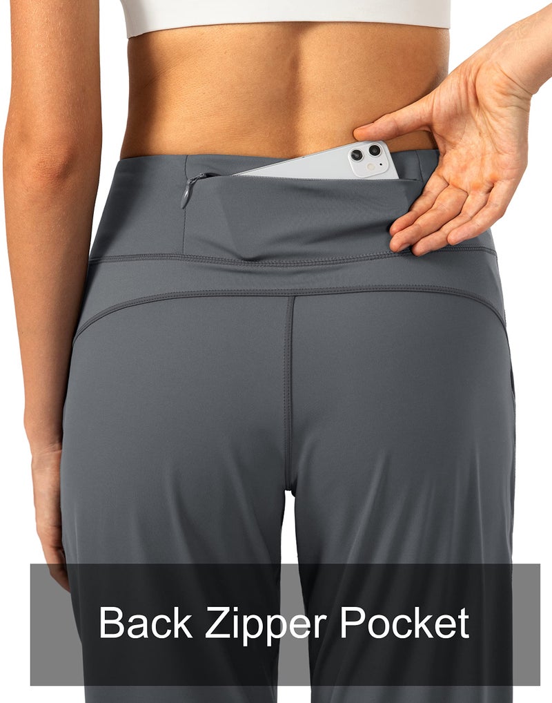 Soothfeel Women's Joggers with Zipper Pockets High Waisted Athletic Workout Yoga Pants Joggers for Women Petite (Dark Grey, L) - Image 3