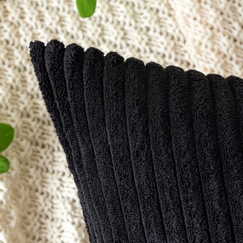 EMEMA Corduroy Cushion Cover Decorative Cushion Cover Sofa Cushion 40 x 60 cm Corduroy Cushion Cover Decorative Soft Decorative Cushion Covers Cushion for Sofa Armchair Home Bedroom Black - Image 3