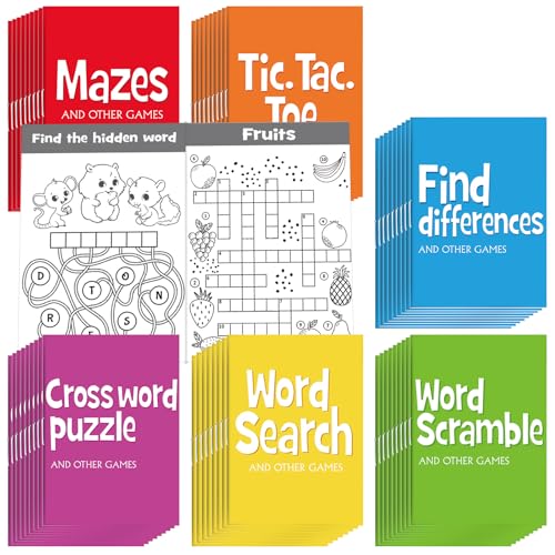 Hungdao 48 Pcs Mini Activity Books for Boys and Girls, Fun and Games, Challenging Activities Include Mazes, Word Scramble and More Bulk Gifts for Students Party Classroom - Image 1