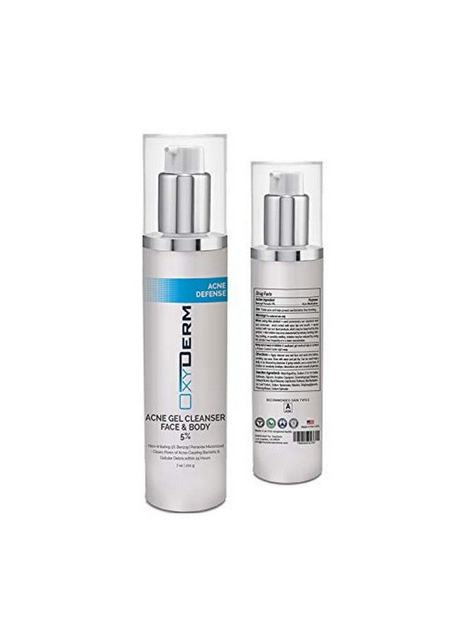 OxyDerm منظف حب الشباب بيروكسيد البنزويل 5% غسول مثبت سريريًا لمحاربة عيوب حب الشباب عند ملامسته للبشرة. يزيل البثور الكيسية والبشرة الدهنية والمسام المسدودة والرؤوس السوداء والرؤوس البيضاء للوجه والجسم. - Image 1