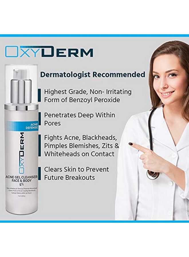 OxyDerm منظف حب الشباب بيروكسيد البنزويل 5% غسول مثبت سريريًا لمحاربة عيوب حب الشباب عند ملامسته للبشرة. يزيل البثور الكيسية والبشرة الدهنية والمسام المسدودة والرؤوس السوداء والرؤوس البيضاء للوجه والجسم. - Image 2