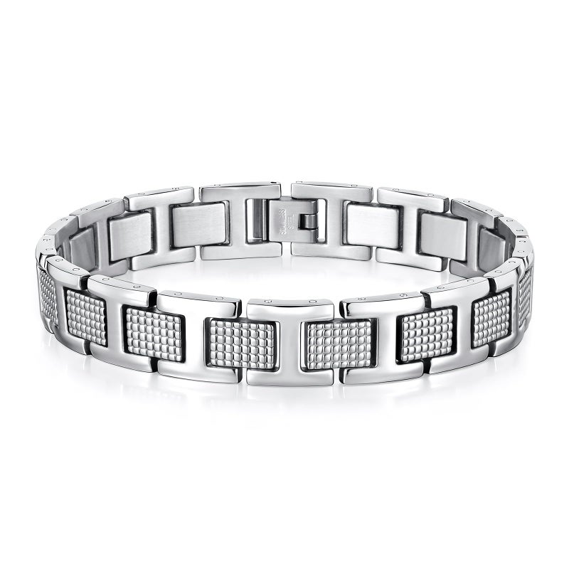 VNOX Mens Silver Bracelet Inoxidable Metal Stainless Steel Link Chain Bracelets Elegant Jewelry Gifts for Men Dad Husband,Adjustable - Image 1