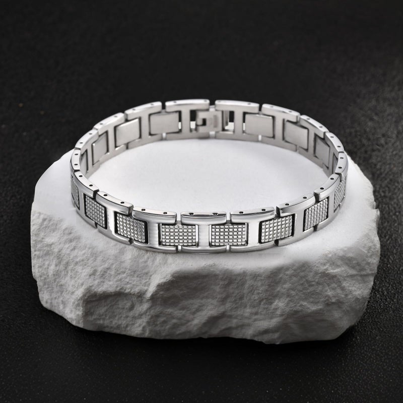 VNOX Mens Silver Bracelet Inoxidable Metal Stainless Steel Link Chain Bracelets Elegant Jewelry Gifts for Men Dad Husband,Adjustable - Image 4