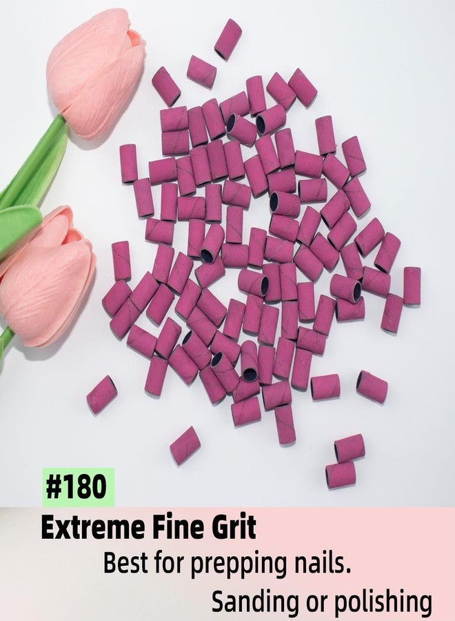 TKYZMS 100 Pcs (180 Grit Pink)Sanding Bands Nail Drill Bit with 0.31in diameter,Nail Drill Bits Extreme Fine Grit Sanding Band,Sanding Belt Upgrade Mandrel Bits,Professional Nail Drill Bit for Acrylic Nails - Image 5