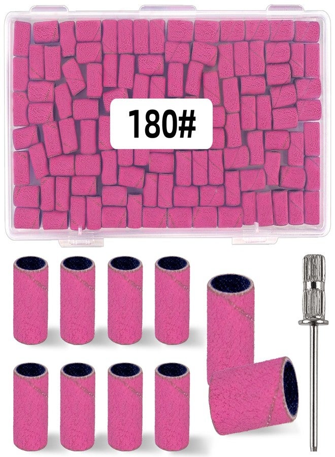 TKYZMS 100 Pcs (180 Grit Pink)Sanding Bands Nail Drill Bit with 0.31in diameter,Nail Drill Bits Extreme Fine Grit Sanding Band,Sanding Belt Upgrade Mandrel Bits,Professional Nail Drill Bit for Acrylic Nails - Image 1