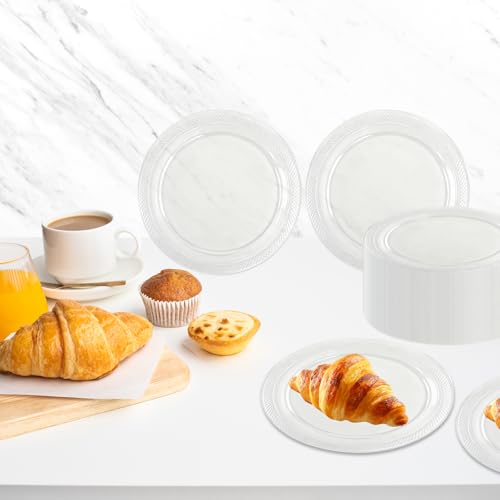 LDFDRT Clear Plastic Plates 100 pcs Party Dessert Dinner Plates Disposable Heavy Duty for Party,Wedding,Valentines (7inch) - Image 3