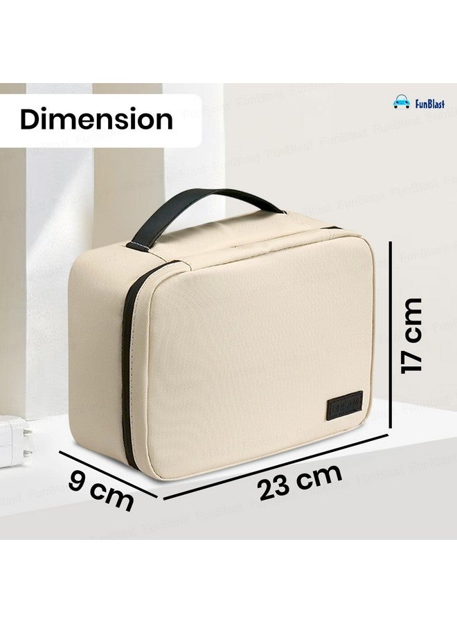 FunBlast Toiletry Bag for Men & Women - Travel Cosmetic & Makeup Organizer Pouch, Shaving Kit, Bathroom Essentials, Gadget & Accessories Storage Bag (Beige) - Image 3