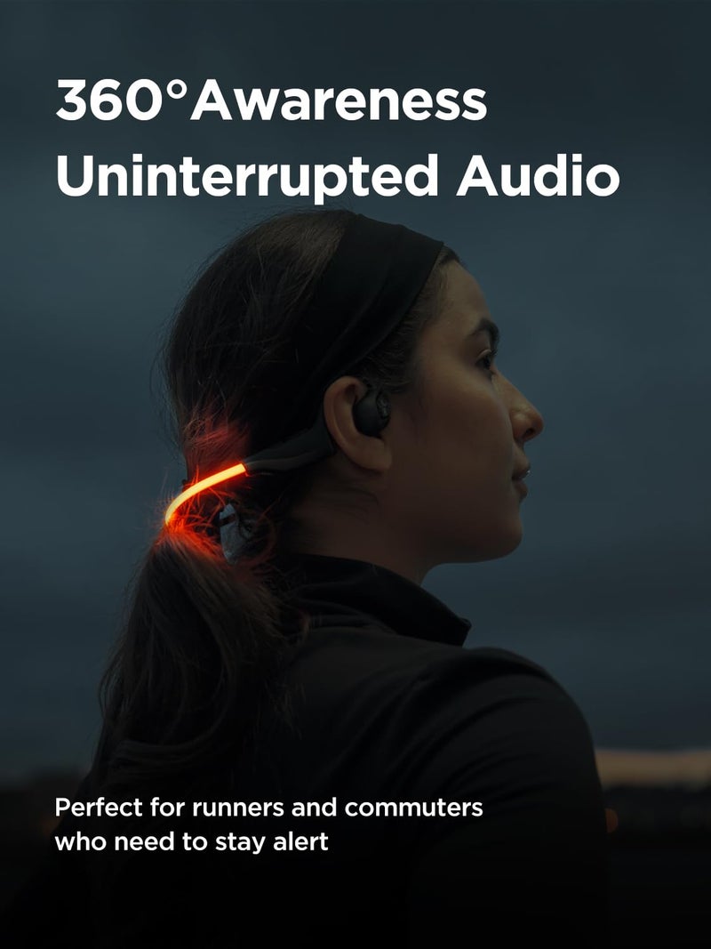 HAKII Light 2 Open Ear Headphones, IPX5 Running Headphone with 180Â° Ultra-Bright Beacon String, BT 6.0, 16H Playtime, Air Conduction Headphones Open Ear Earbuds for Fitness, Cycling, Outdoor - Orange - Image 3