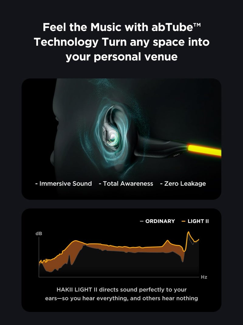 HAKII Light 2 Open Ear Headphones, IPX5 Running Headphone with 180Â° Ultra-Bright Beacon String, BT 6.0, 16H Playtime, Air Conduction Headphones Open Ear Earbuds for Fitness, Cycling, Outdoor - Orange - Image 4