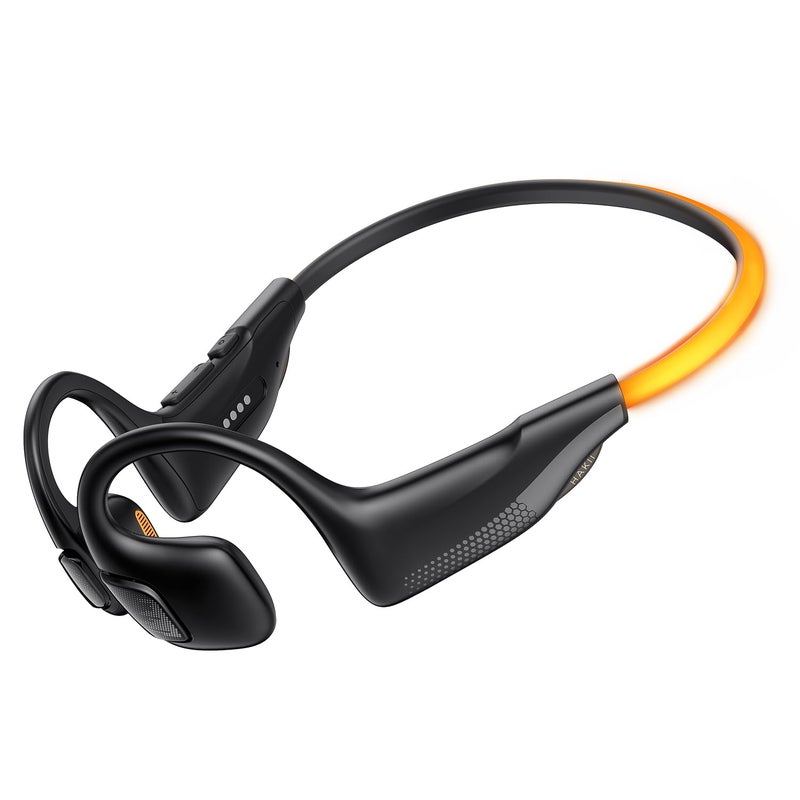 HAKII Light 2 Open Ear Headphones, IPX5 Running Headphone with 180Â° Ultra-Bright Beacon String, BT 6.0, 16H Playtime, Air Conduction Headphones Open Ear Earbuds for Fitness, Cycling, Outdoor - Orange - Image 1