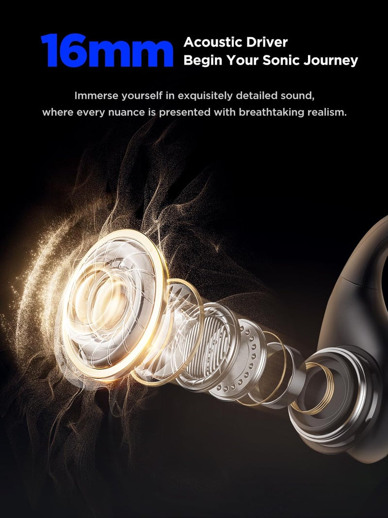 HAKII Light 2 Open Ear Headphones, IPX5 Running Headphone with 180Â° Ultra-Bright Beacon String, BT 6.0, 16H Playtime, Air Conduction Headphones Open Ear Earbuds for Fitness, Cycling, Outdoor - Orange - Image 2