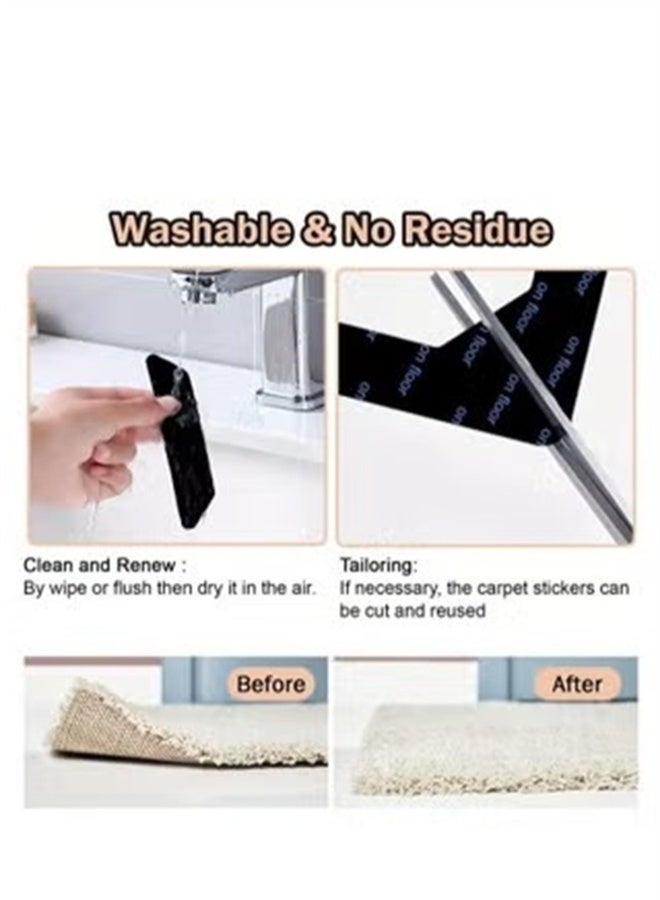 HOMESTAR 8 pcs Reusable Carpet Stickers, Non-Slip Washable Rug Stickers, Hardwood Corner Carpet, Prevent Rugs From Moving And Rolling Edges, U-shape Carpet Sticker - Image 2