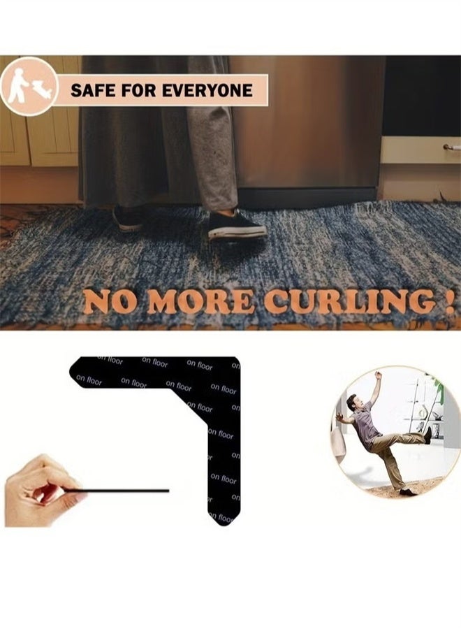 HOMESTAR 8 pcs Reusable Carpet Stickers, Non-Slip Washable Rug Stickers, Hardwood Corner Carpet, Prevent Rugs From Moving And Rolling Edges, U-shape Carpet Sticker - Image 4