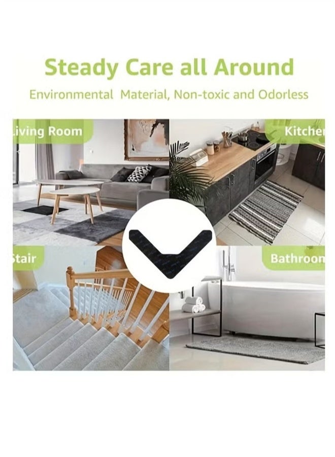 HOMESTAR 8 pcs Reusable Carpet Stickers, Non-Slip Washable Rug Stickers, Hardwood Corner Carpet, Prevent Rugs From Moving And Rolling Edges, U-shape Carpet Sticker - Image 5