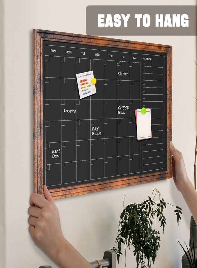 4 THOUGHT Chalkboard Calendar 36" x 24", Magnetic Calendar Chalkboard for Wall Hanging Chalk Boards Sign Menu Board Monthly Planner Rustic Brown Frame for Kitchen Decor Home Office 8 Magnets 1 Marker - Image 5