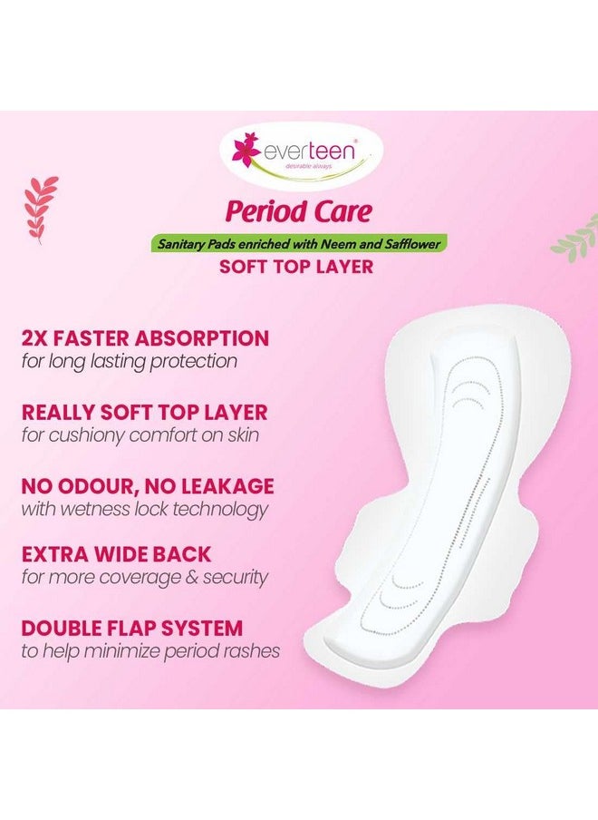 everteen - Period Care Xxl Soft And Xxl Dry Neem-Safflower Sanitary Pads For Women - 80 Pads, Rash Free, Anti Tan, Double Wing Shape, Xx Large, 320Mm - 2 Pack (40 Pads Each, 320Mm) - Image 1