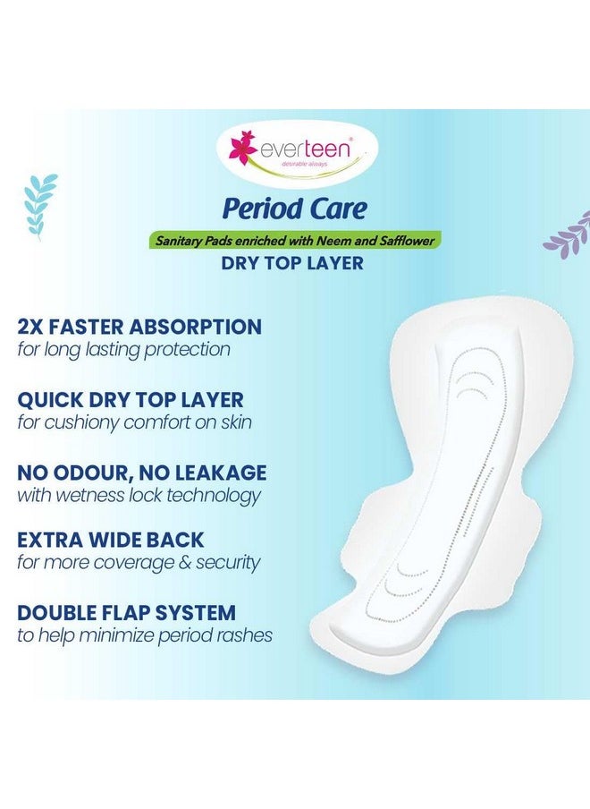 everteen - Period Care Xxl Soft And Xxl Dry Neem-Safflower Sanitary Pads For Women - 80 Pads, Rash Free, Anti Tan, Double Wing Shape, Xx Large, 320Mm - 2 Pack (40 Pads Each, 320Mm) - Image 1