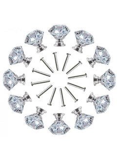 AIWANTO 12 Pack Door Knob Decoration Glass Diamond Shape Knob Wardrobe Home Decorations  - Image 1
