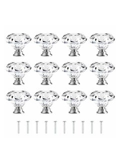AIWANTO 12 Pack Door Knob Decoration Glass Diamond Shape Knob Wardrobe Home Decorations  - Image 2