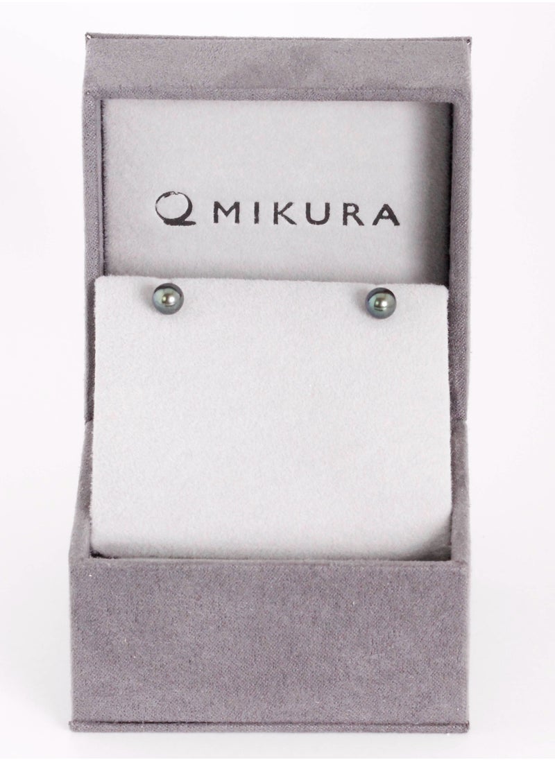 MIKURA - Earrings, Freshwater Pearls, A Quality, Treated Black Color, 6.0-5.5MM, 18KY - Image 1