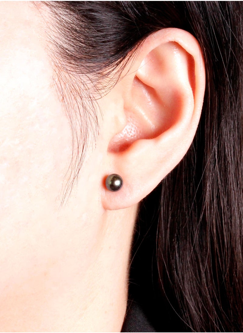 MIKURA - Earrings, Freshwater Pearls, A Quality, Treated Black Color, 6.0-5.5MM, 18KY - Image 1